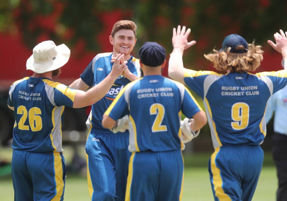 NICE: Rugby's new-ball bowler Aidan McBurney claimed the prized wicket of Dave Sellers on Saturday. Photo: PHIL BLATCH