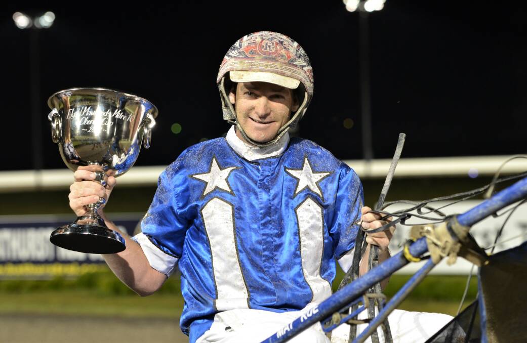 ANOTHER CUP: Bathurst trainer-driver Mat Rue made it two Oberon Cup wins in as many years aboard Fouroeight.
