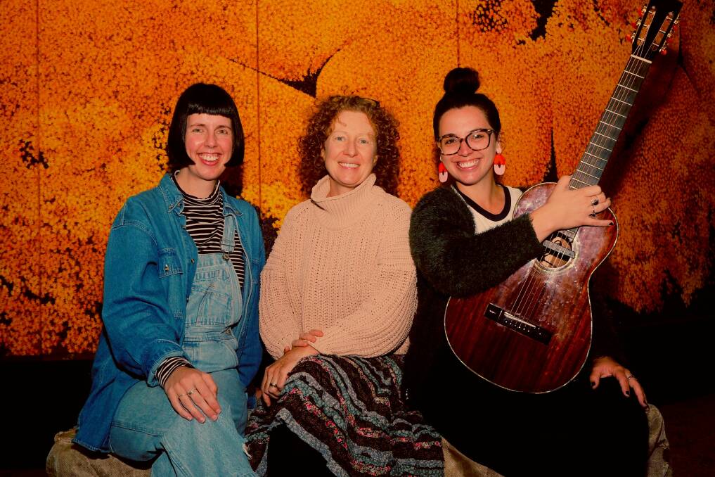 Highway of Lost Hearts: Actor Dr Kate Smith (centre) with composers Abby Smith and Sophie Jones (Smith & Jones). Photo: SAM BOLT