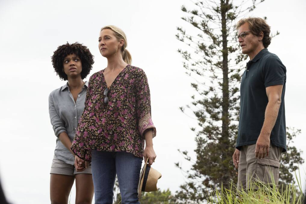 ON THE EDGE: Asher Keddie, centre, in Nine Perfect Strangers with co-stars Tiffany Boone and Michael Shannon.