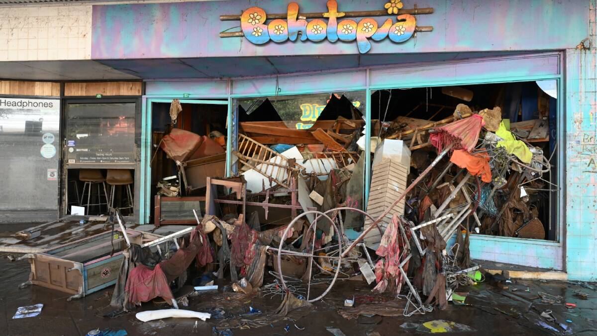 Trashed. Bohotopia, just one of the Lismore businesses hammered by flood water. Photo: Cathy Adams