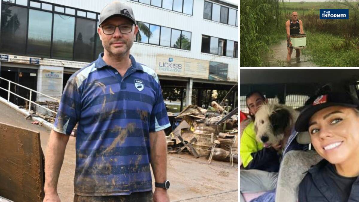 Troy Lickiss (left), Steve Cooper (top) and Teddy, the Irish wolfhound, with his saviours.
