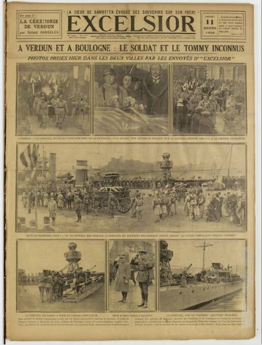 The French daily newspaper Excelsior, which reported on the journey of the unknown soldier - 'Le Tommy'.