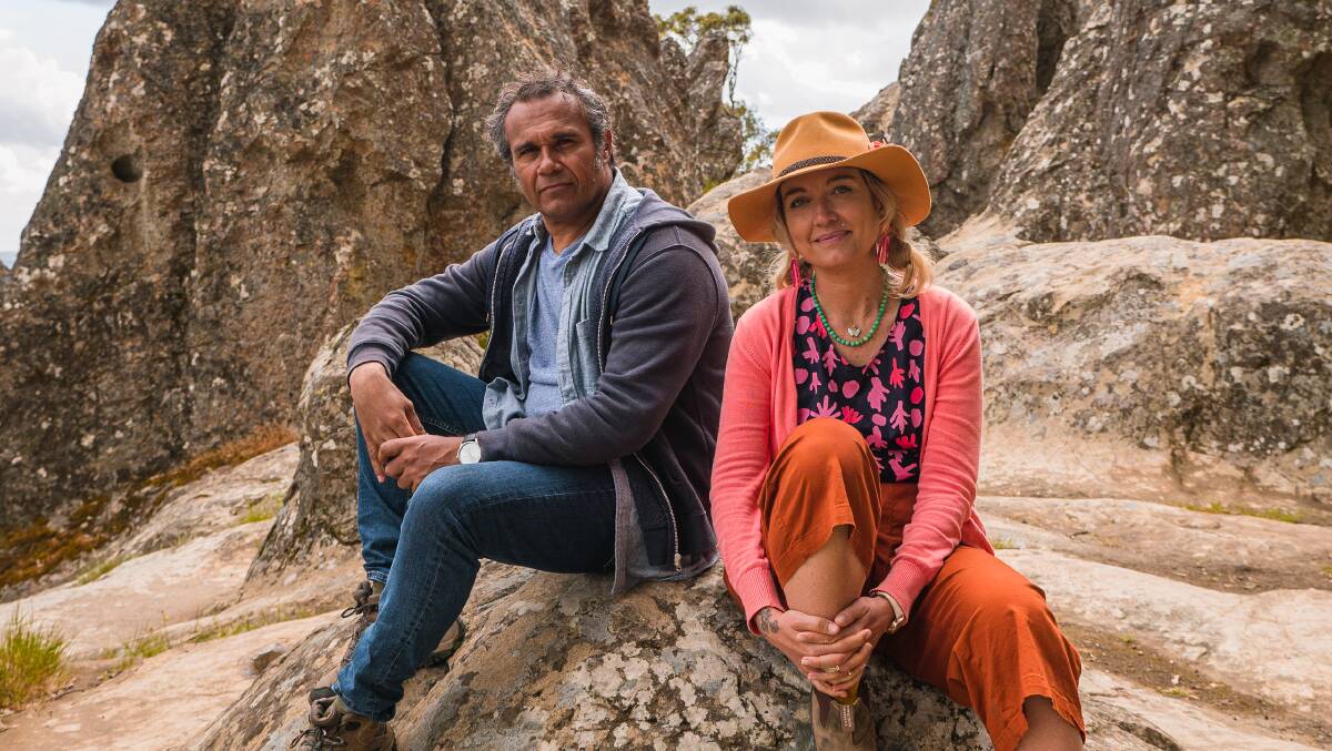 Aaron Pedersen and Holly Ringland in the Macedeon Ranges, Victoria. Picture: Supplied