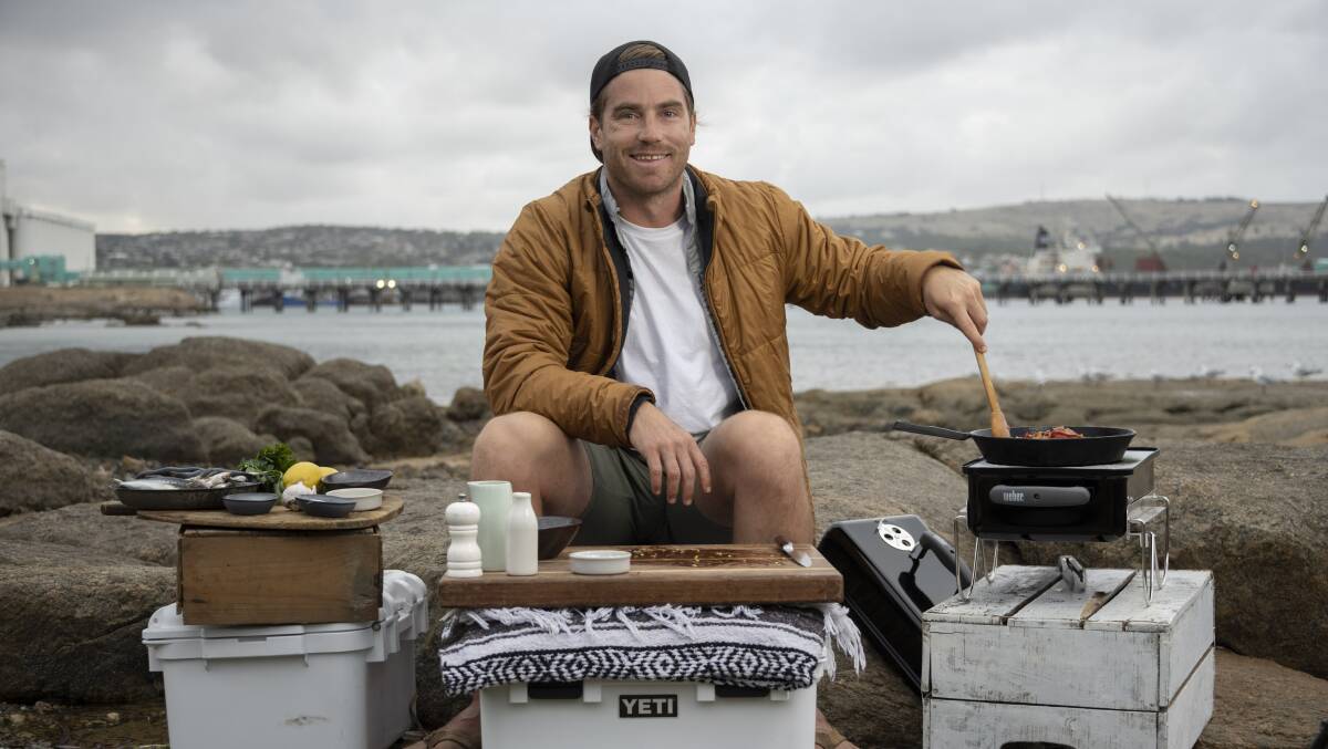 Hayden Quinn is more at home cooking over an open fire. Picture: Boomtown Pictures