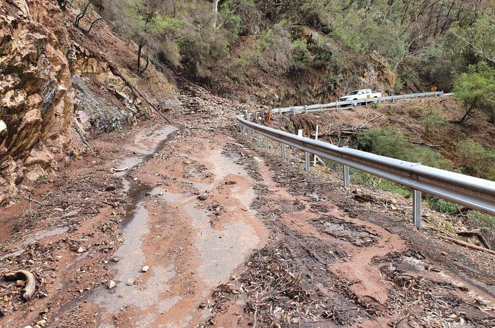 Debris across Jenolan Caves Road following heavy rain in February. The road will reopen on Thursday. Photos: SUPPLIED