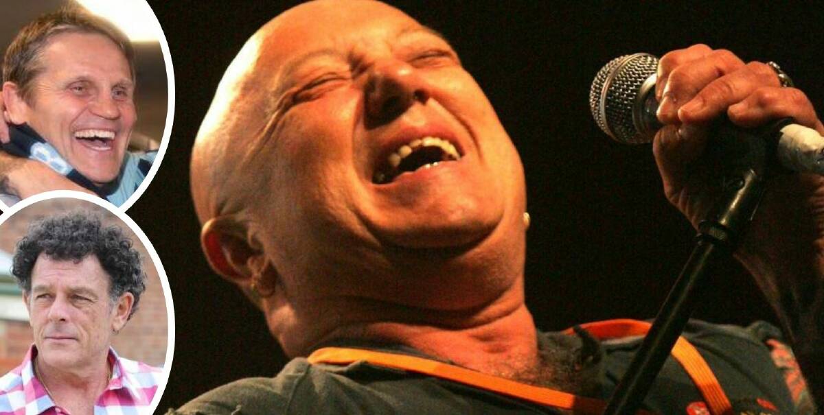OZ ICONS: Australian rocker Angry Anderson will play at Oberon RSL alongside former sports stars Wayne Pearce (top left) and Mike Whitney (bottom left).