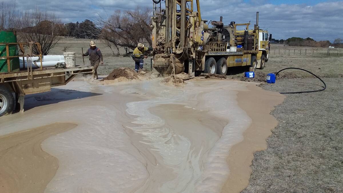 LIQUID GOLD: The result of a successful search for underground water. This bore cost around $14,000 and costs of the pump must still be added.