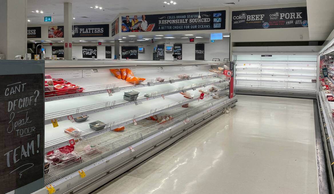 Empty supermarket shelves. Photo: Marina Neil, Newcastle Herald. 