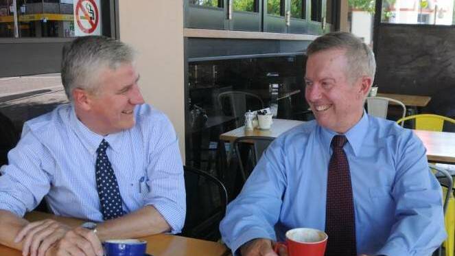 Consultation: Deputy Prime Minister Michael McCormack with Member for Parkes Mark Coulton during a 2017 visit to Dubbo. Photo: JENNIFER HOAR 