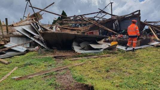 The destroyed farmhouse, Photo by NSW SES.