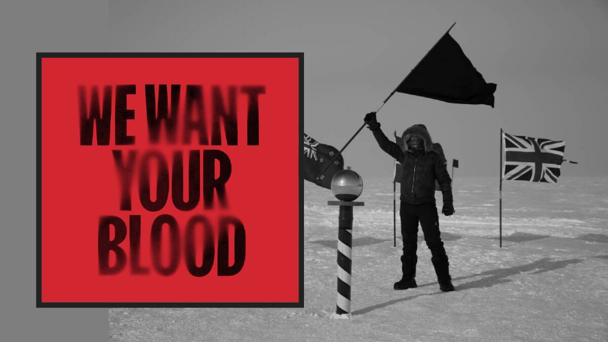 A project that will be part of Dark Mofo 2021 will ask people to donate blood which will immerse a flag. Picture: Supplied