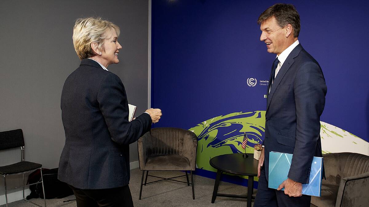 Angus Taylor discussed energy transition with US Energy Secretary Jennifer Granholm at Glasgow. The US is open to nuclear as part of that transition, but Australia is not. Picture: Supplied