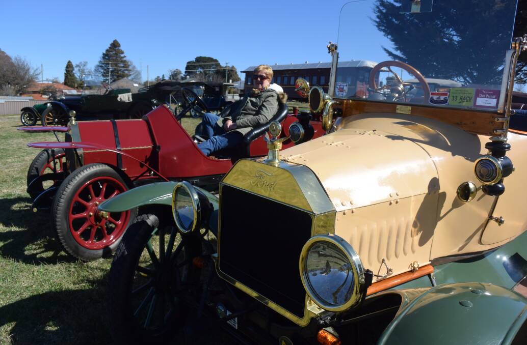 RELAXED: Kathryn Wright from Victoria in her 1911 Fiat that her husband spent more than 2000 hours restoring.