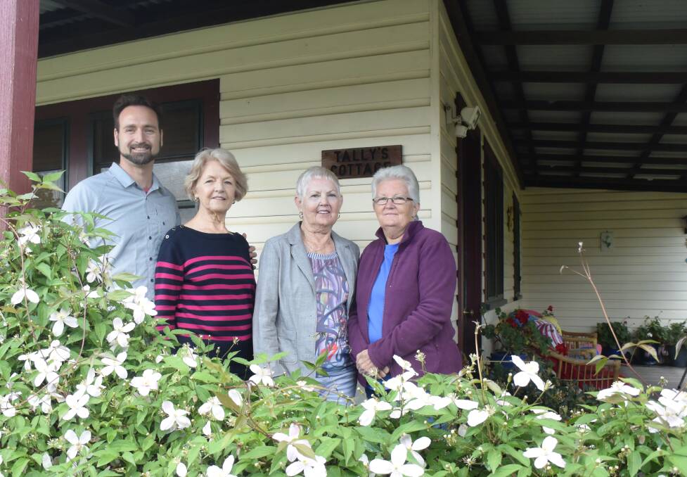 HISTORY: May Logue's (nee Cunynghame) grandson Leon Sochacki and daughters Robyn Sochacki, Leonie Winter and Sue Logue at their mother's Oberon birthplace, Tally's Cottage.