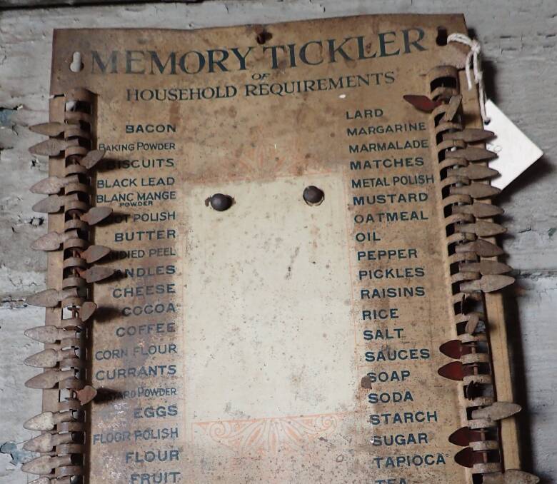 SHOPPING LIST: Back in the early 1900s, without the aid of mod cons, cooks had things like the "Memory Tickler" for their household requirements.