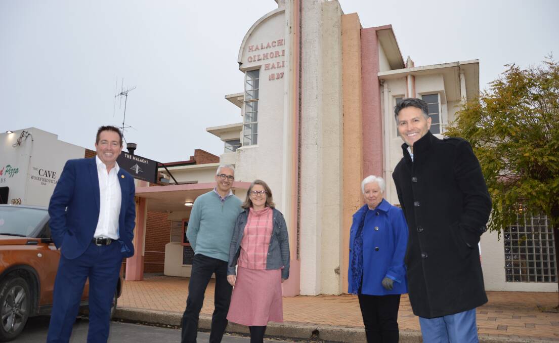 BIG PLANS: Member for Bathurst Paul Toole, Malachi Gilmore Hall owners Johnny and Lucy East, mayor Kathy Sajowitz and Minister for Customer Service Victor Dominello.