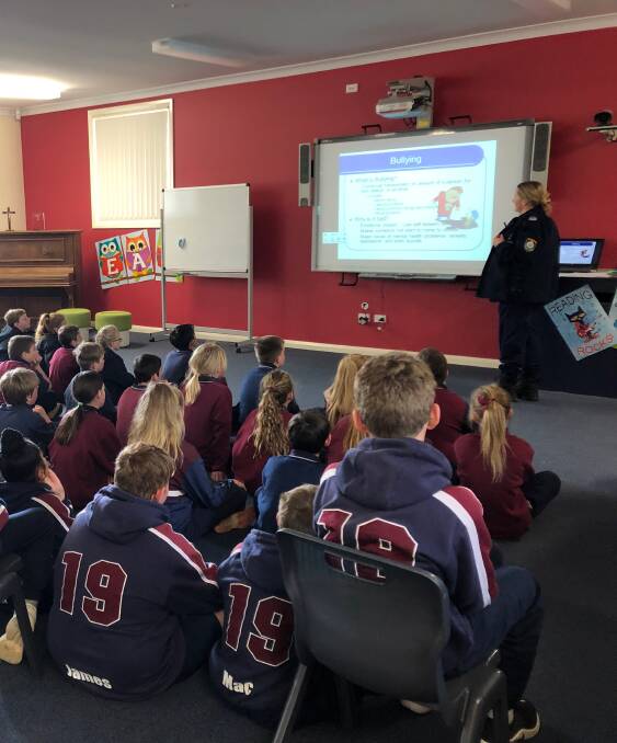 VISIT: Senior Constable Rachael Joyce from Chifley Local Area Command visited to talk to St Joseph's School students.