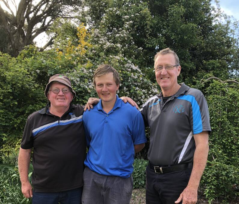 SUCCESS: Men's golf B grade winner Peter Griffiths was well clear of the rest of the field. He is pictured with Peter York and A grade runner-up Dom York.