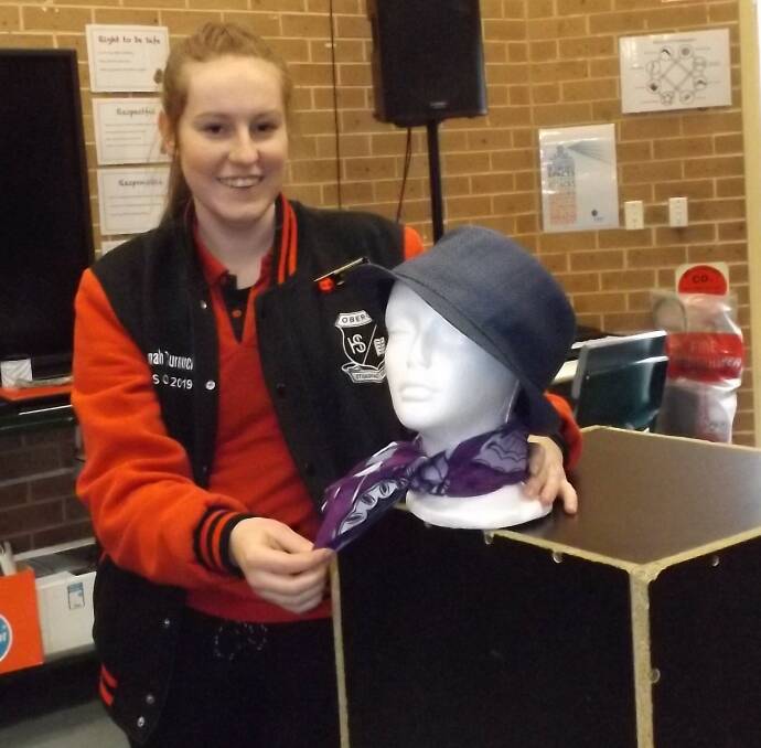READY: Oberon High School drama student Susannah Curnuck with some props for her final rehearsal for drama.