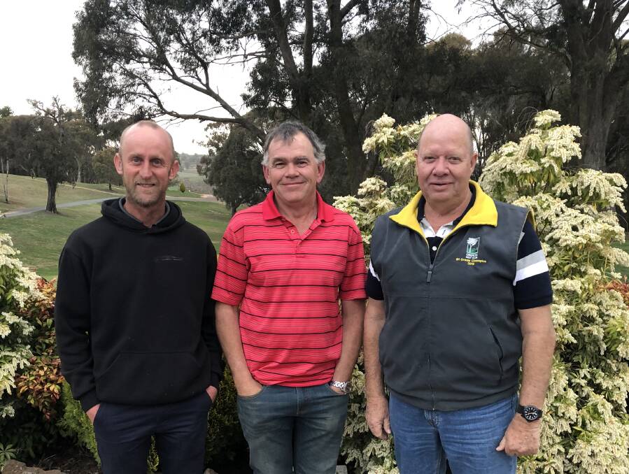 ON COURSE: Keen golfers Andrew Yeo, Darren Gordon and Steve Serong were part of the large field for Saturday's round at Oberon Golf Course.