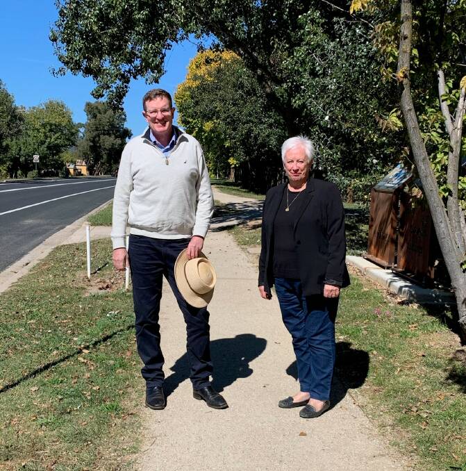 GAINING GROUND: Federal Member for Calare Andrew Gee at the O'Connell Recreation Ground with Oberon mayor Kathy Sajowitz.
