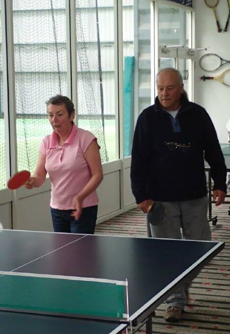 ACTIVE: U3A members Lyndle Hawkes and Dietmar Sajowitz enjoying a game of table tennis. Table tennis is being offered to focus on hand/eye co-ordination.