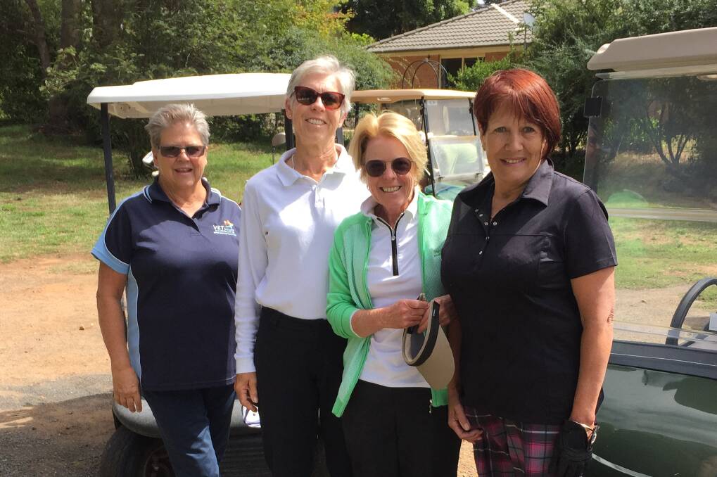 ON THE COURSE: Katie Graham, Jenn Capel, Kathy Mooney and Irene Bishop joined the men for their own competition on Saturday.