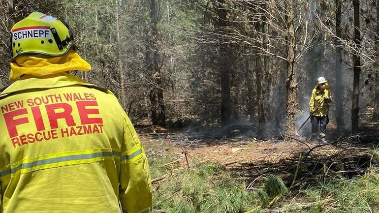 DANGER: A lightning strike ignited a fire in the state forest at Shooters Hill on Sunday.