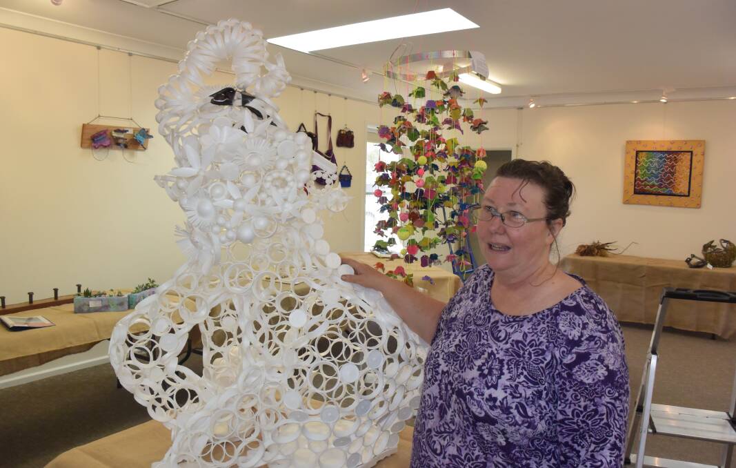 SUCCESS: Mikaela Piper, who conducted a polystyrene recycling workshop in Oberon, was the Waste to Art polystyrene theme regional overall winner with "White Elephant". 