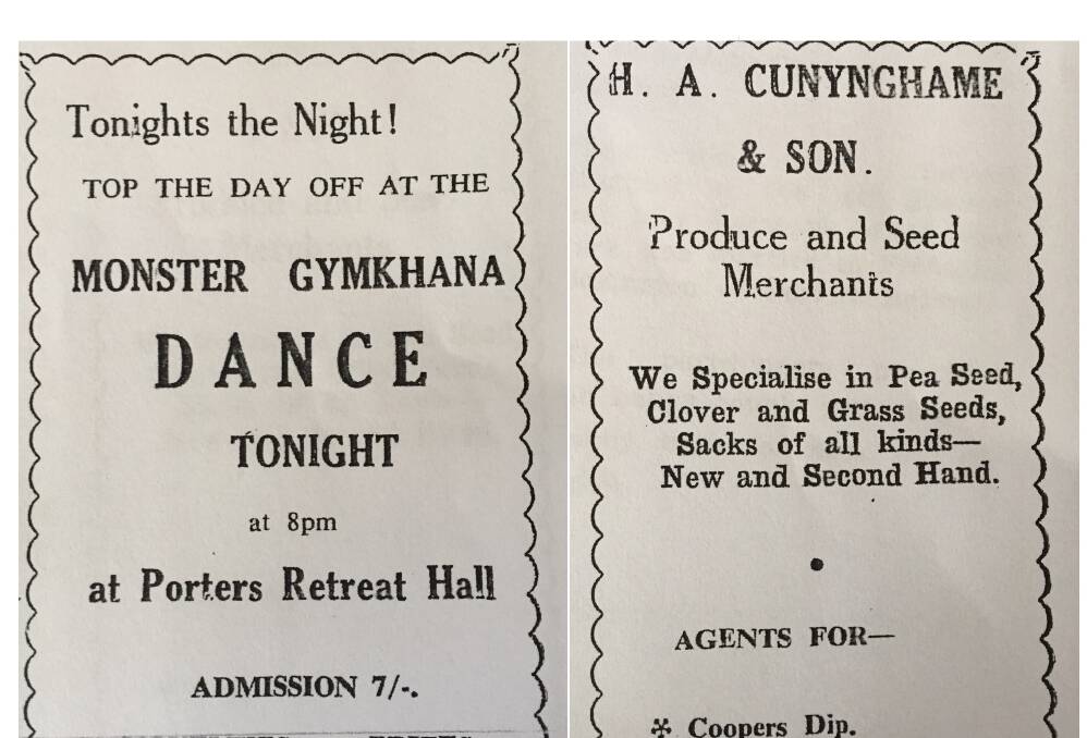 SIMPLE: These two advertisements appeared in the 1960s Black Springs Gymkhana program. The Black Springs Heritage Festival will be held on Saturday, October 26.