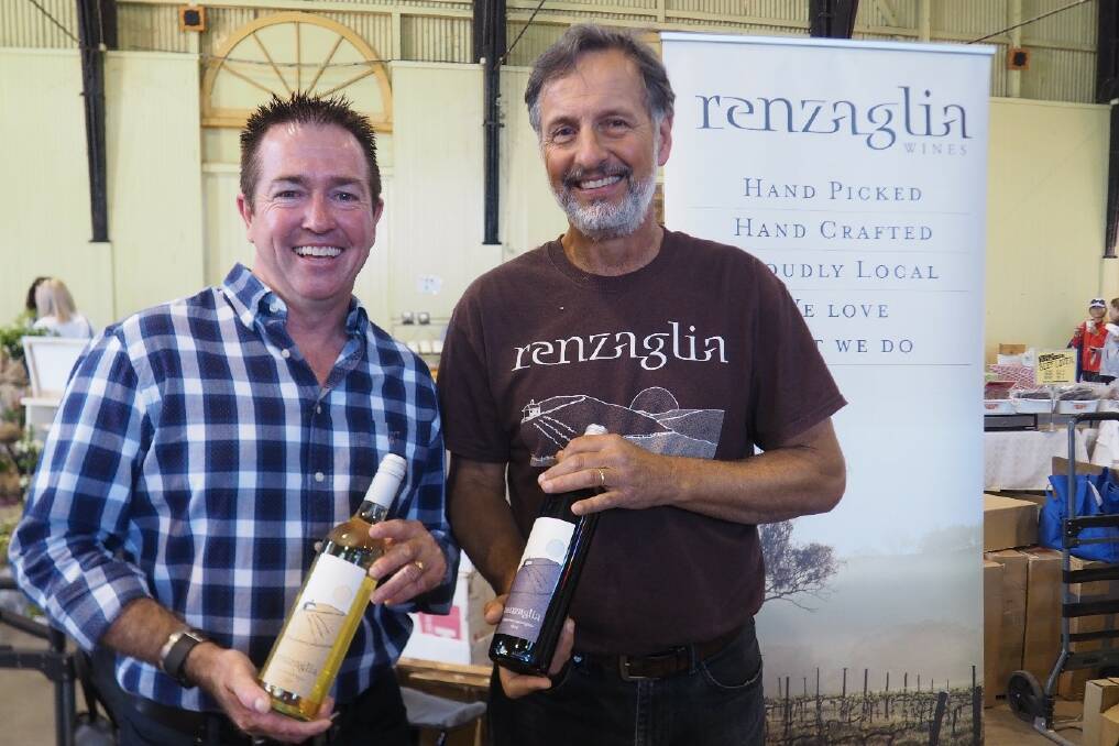 BUY REGIONAL: Member for Bathurst Paul Toole and Mark Renzaglia of celebrated regional winery Renzaglia Wines at O'Connell.