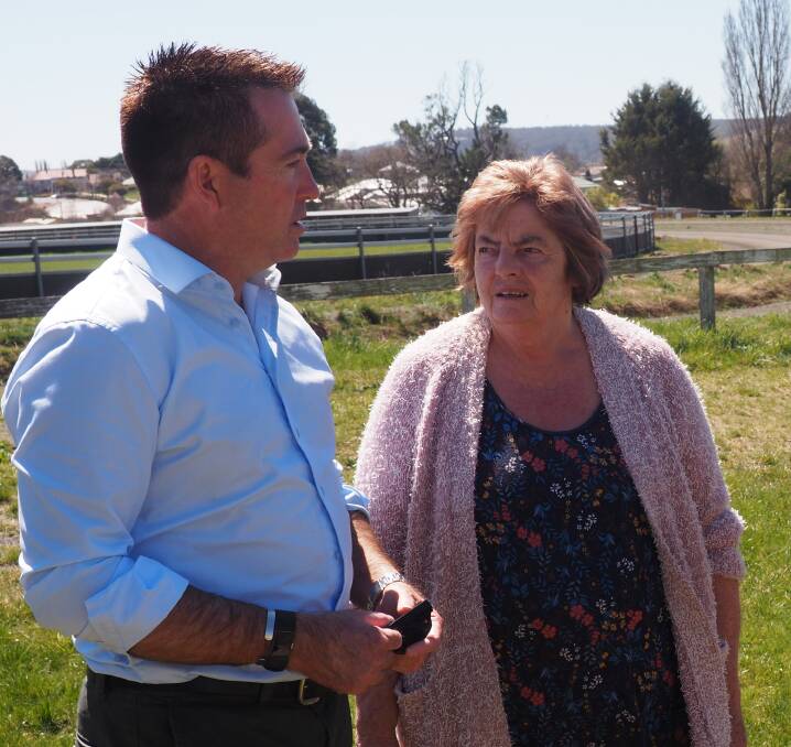 FUNDING: Member for Bathurst Paul Toole at the Oberon Showground with Oberon Showground Trust member Beryl Gibbons.