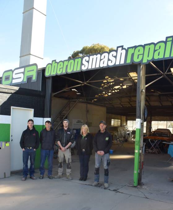 SUCCESS: Some of the team from Oberon Smash Repairs, Aidan Shepperd, Luke Hopson, Lachie Svocak, Julie Melchers and owner Andrew Yeo.