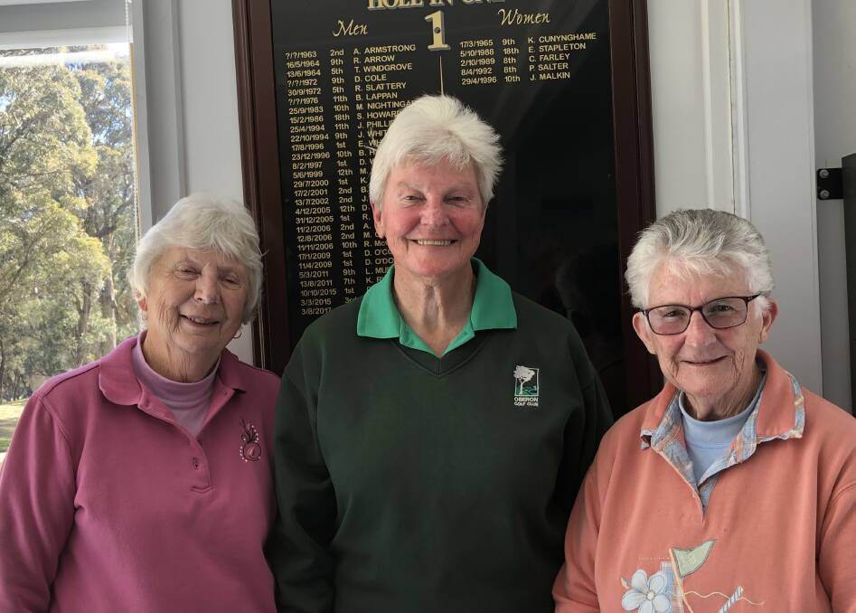 SUCCESS: Oberon women's golf winner Lyn Prowse. Joan Graham was second on a countback from Yvonne Collins, who came in third. 