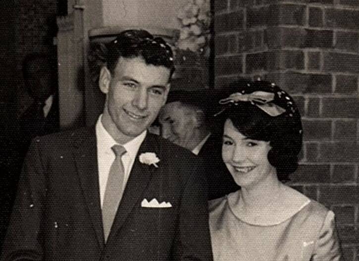 COUPLE: Bruce and Marjorie, aged 16, at Bruce's brother Trevor and Marj's sister Beryl's wedding.