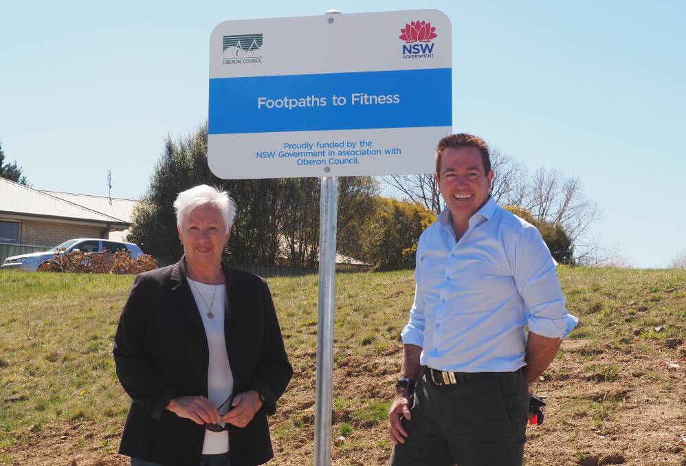 BETTER LINKS: Oberon mayor Kathy Sajowitz and Member for Bathurst Paul Toole, who says the NSW Government has provided better pedestrian links for the town.