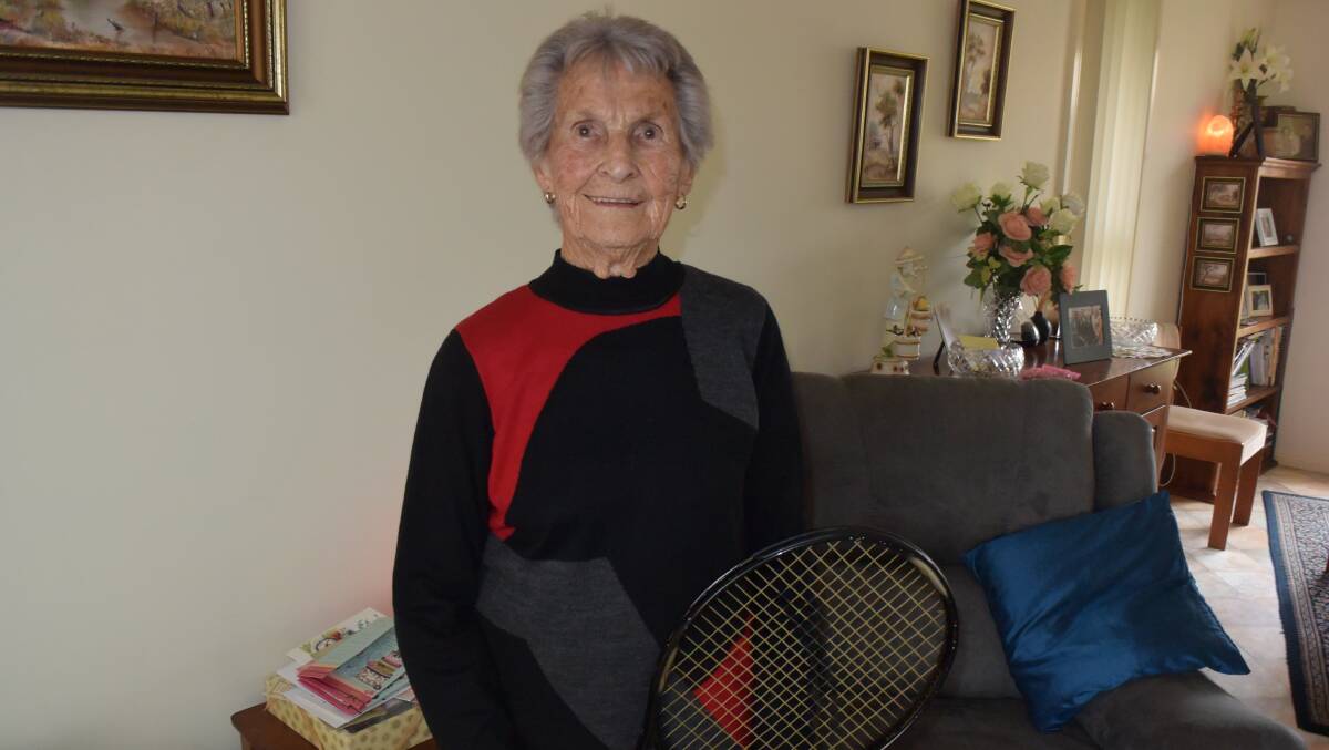 MILESTONE: Even though she just turned 90, Joyce Ballinger still enjoys her weekly game of tennis - and has no plans to give it away just yet.