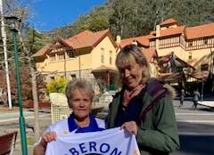 SPONSOR: Oberon Women's Bowling Club member Shirley Foley with Michelle Kitt from Jenolan Caves.