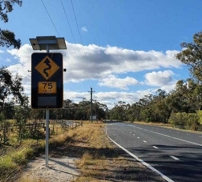 ADDITION: Solar-powered safety signs are on Jenolan Caves Road.