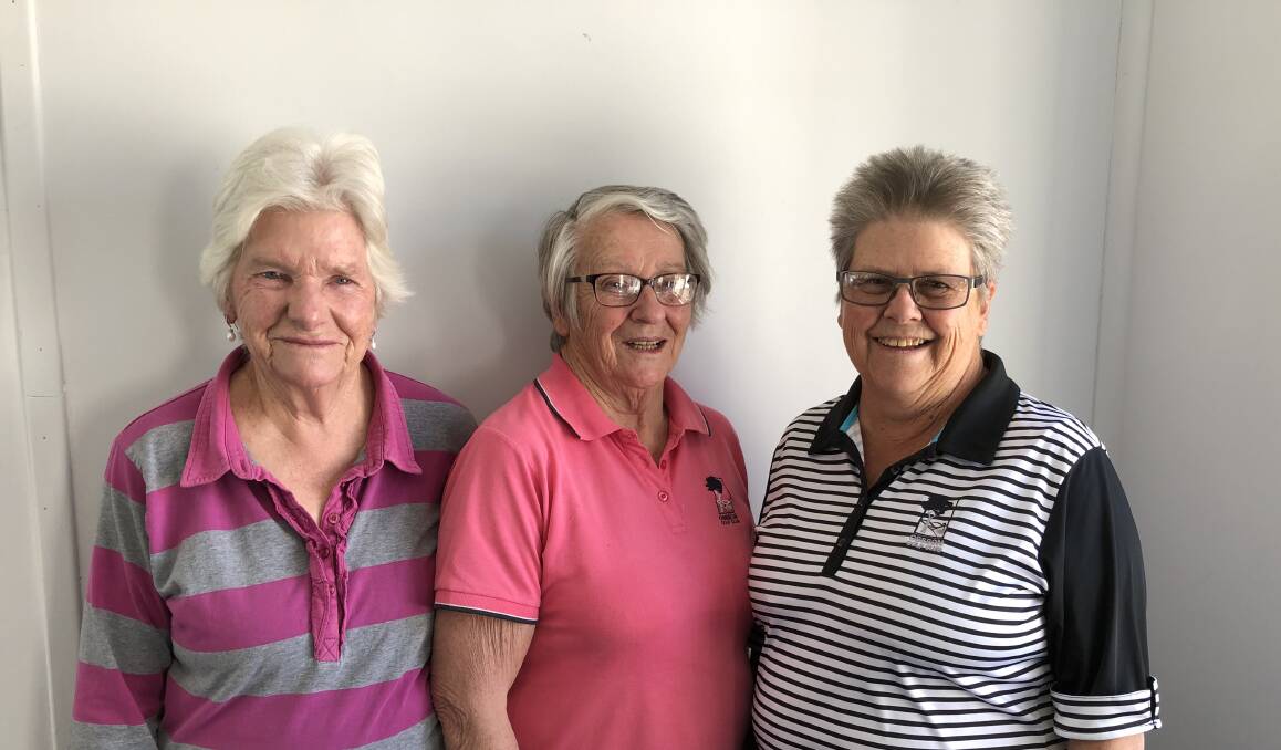 HAPPY: Katie Graham (right) was the winner of last week's women's golf stableford match. Marjorie Webb (centre) came second on a countback from Flo Spence (left).
