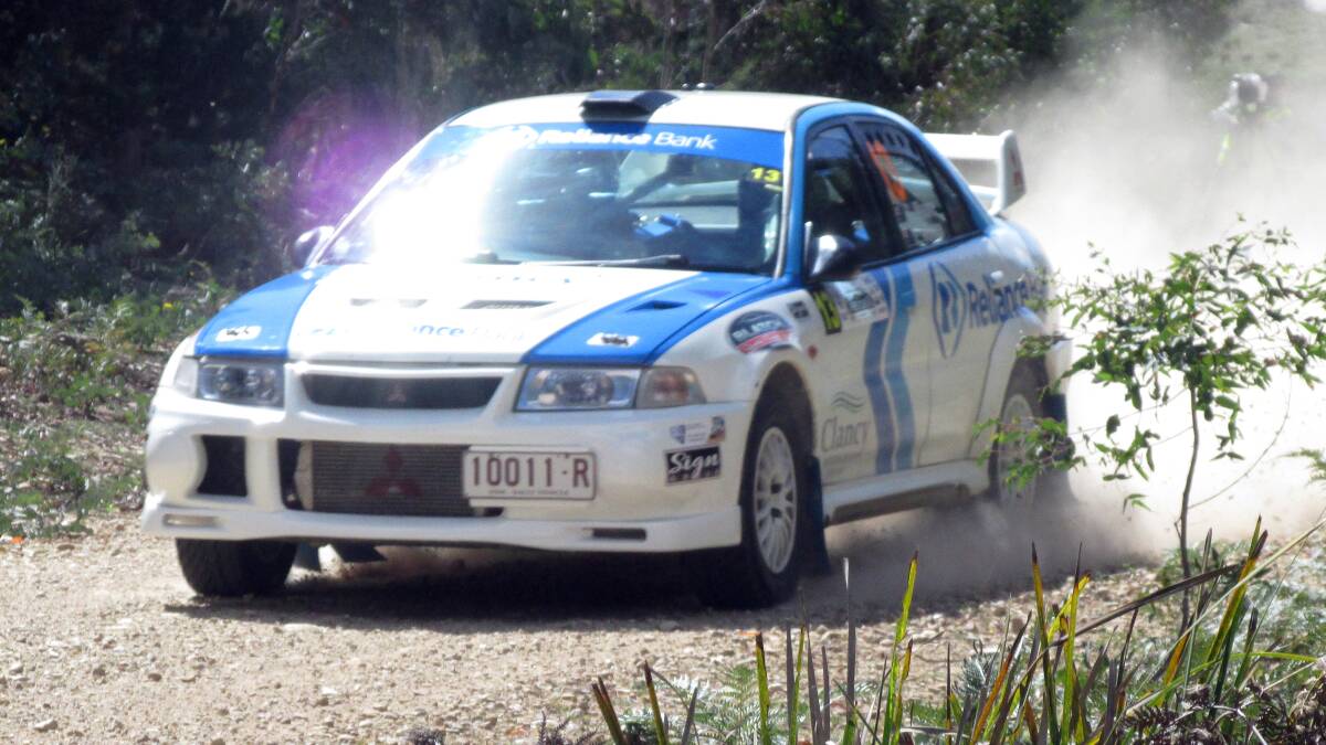 FAST: Ron Moore and Lachlan Moore participated in the rally last weekend in a 1998 Mitsubishi Lancer EVO VI. The rally was run in eight stages across a number of state forests.
