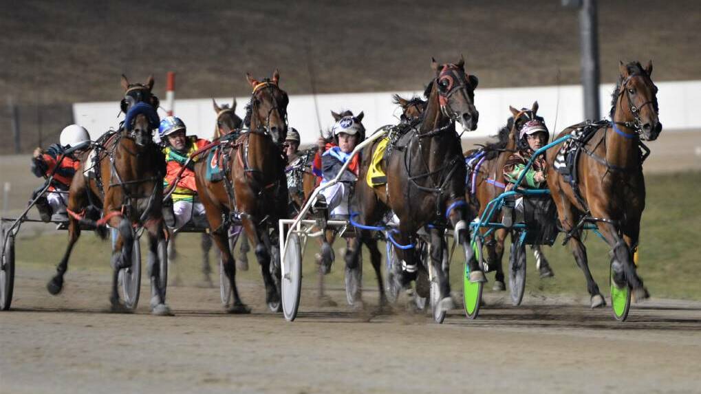 WINNER: Oberon reinsman Justin Reynolds drives Castalong Shadow to victory in the Oberon Cup at the Bathurst Paceway.