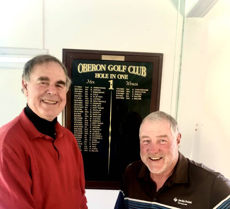 STANDOUTS: Club captain Barry Lang, who had a hole in one, with Sean Mooney, who had an eagle on the 15th hole last Thursday.