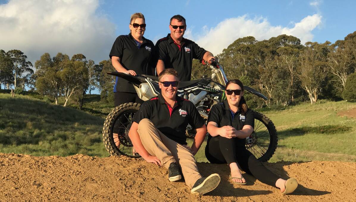 LET'S BEGIN: The Weekes family, Tania, Mark, Chris and Brooke, ready for their Learning to Fly MX motorcycle track launch.