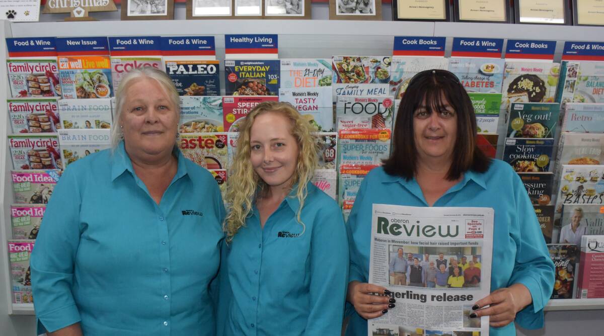 MOBILE: Oberon Review journalist Maureen Lawson with sales representatives Essie Fitzpatrick and Sally Thomas, out and about in Oberon.