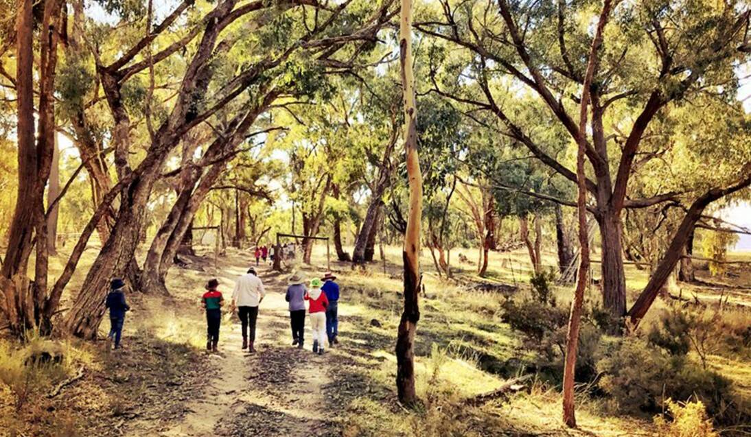 TEACHING: O'Connell Public School principal Trish Forsyth walks in the forest with students.