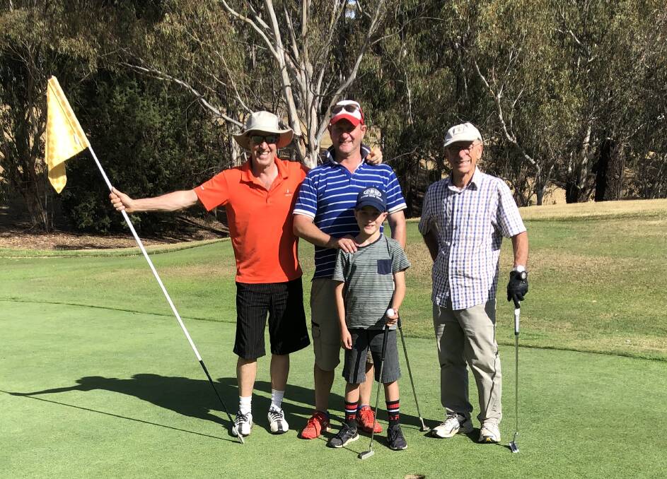 SUCCESS: Barry Lang's team of Justin Paul, Russell Roberts, Les Handicott and Oscar Paul were closest to the pin on the 17th hole in the men's golf Christmas Ambrose.