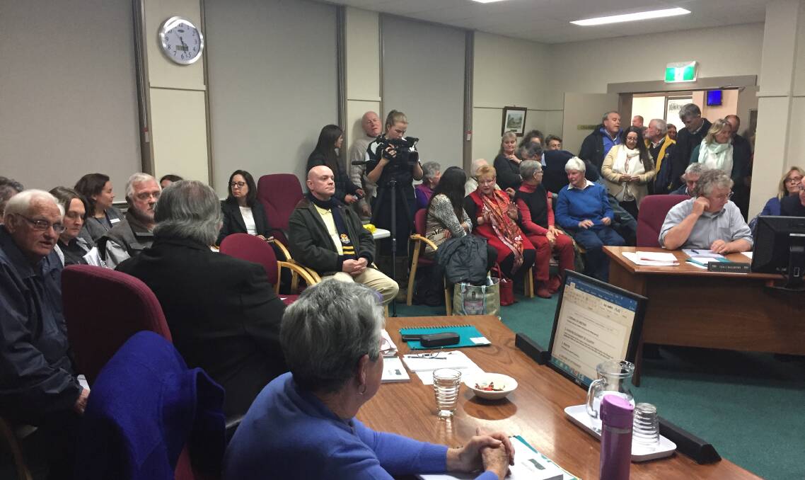 STANDING ROOM: It was a packed gallery at Oberon Council chambers in July 2018 when council voted to add fluoride to Oberon's water supply. Photo: FILE