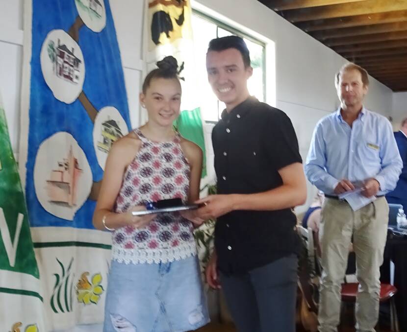 HONOUR: Young Sportsperson of the Year Jorgia McFawn receives her award from Oberon Youth Council member Baily Nielsen.